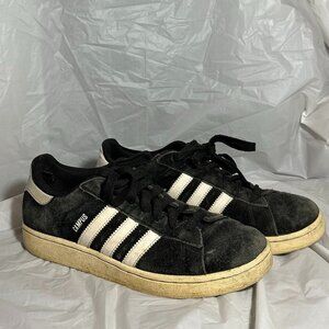 Adidas Black and White Campus 80s Suede Three Stripe